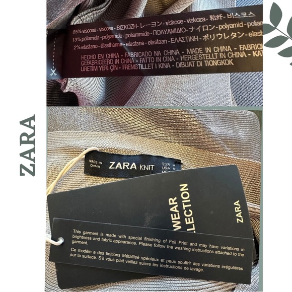 Zara Metallic Silver Flared Mini Skirt Holiday Party Pull On Size Medium - Picture 6 of 6